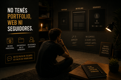 No tenés portfolio, web ni seguidores